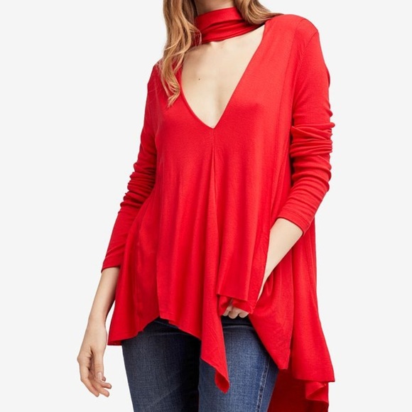 Free People Uptown Turtle chocker neck long sleeve red top Size XS - Picture 13 of 13
